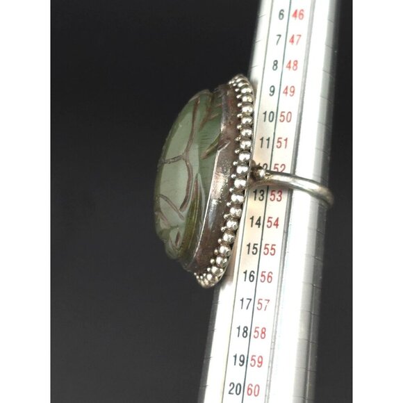 Vintage Green Scarab Ring Sterling Silver Beaded Size 6 Intricate  Statement - Picture 9 of 13